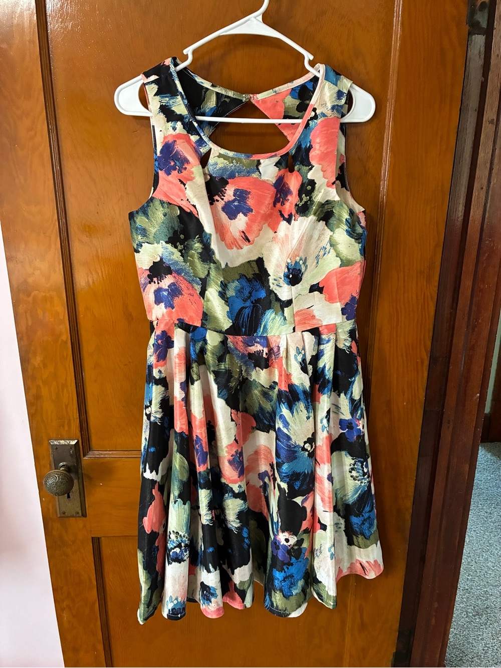 #29 - NWT Floral Fit-and-Flare Dress in Coral, Blue & Green